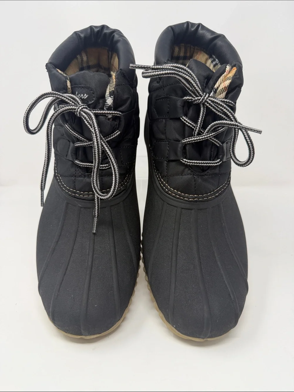 Skechers Women's Hampshire Duck Ridge Black Quilted Lace-Up Duck Boots size 10